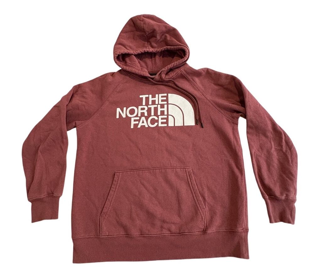 The North Face Red Pink Women's Medium Pullover Hoodie Sweatshirt Half Dome Logo